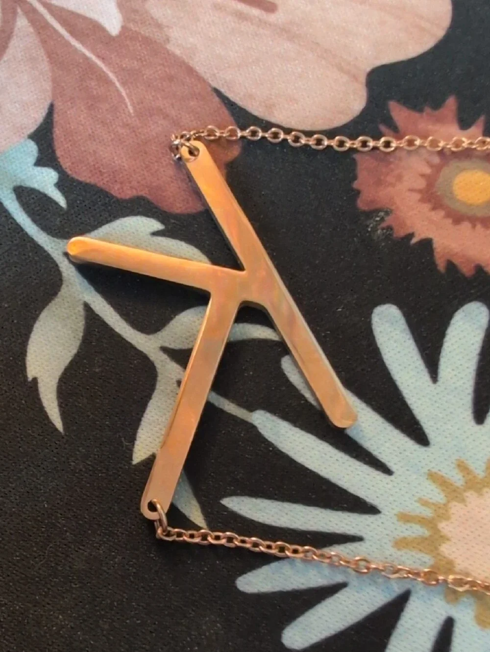 Rose Gold Letter K Pendant Necklace - Women's Jewelry